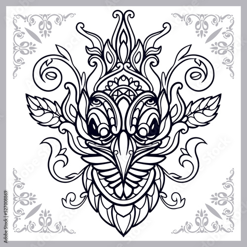 Phoenix bird zentangle arts isolated on white background