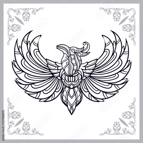 Phoenix bird zentangle arts isolated on white background