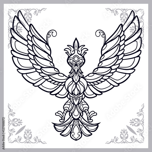 Phoenix bird zentangle arts isolated on white background