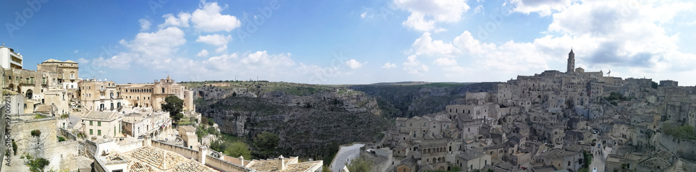 matera, italy, landscape with grass and sky