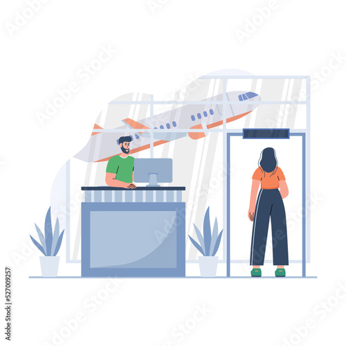 Airport check in counter illustration Concept