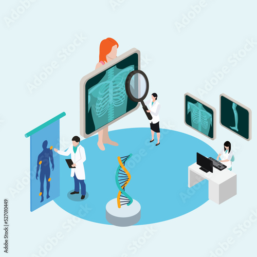 X-ray Medical Diagnostics isometric 3d vector illustration concept for banner, website, illustration, landing page, flyer, etc.