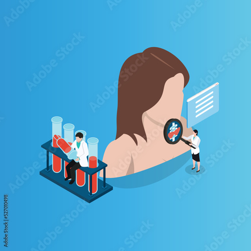 Endocrinologists diagnose and treat human thyroid gland isometric 3d vector illustration concept for banner, website, illustration, landing page, flyer, etc.