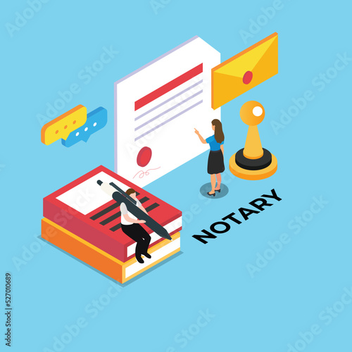 Notary service isometric 3d vector illustration concept for banner, website, illustration, landing page, flyer, etc.