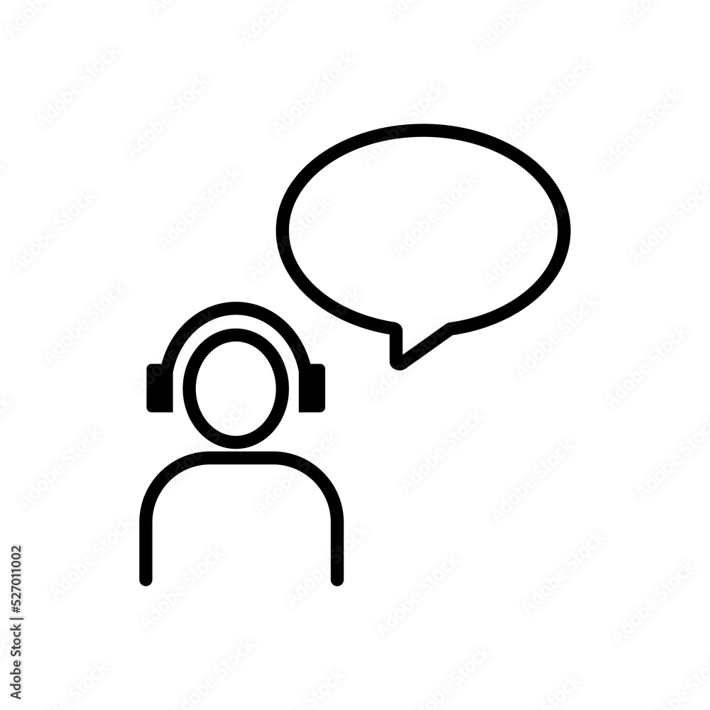 call center and bubble text icon design. simple video conference illustration in line art style. call center and bubble text icon design. simple video conference illustration in line art style.