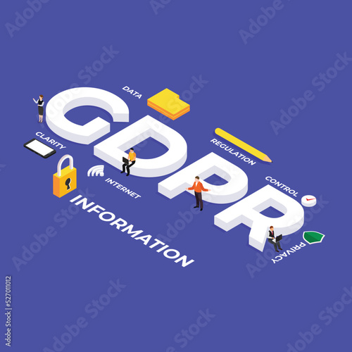 GDPR - General Data Protection Regulation isometric 3d vector illustration concept for banner, website, illustration, landing page, flyer, etc.