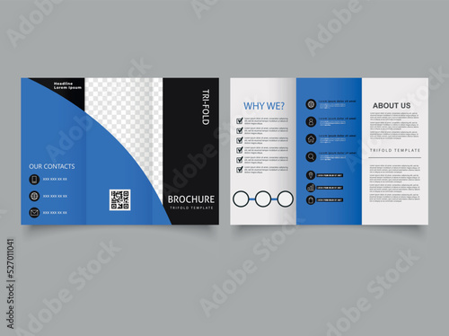 Corporate blue trifold business brochure.