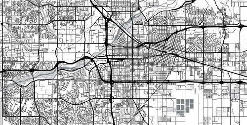 Urban vector city map of Bakersfield, California , United States of America