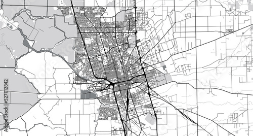 Urban vector city map of Stockton, California , United States of America