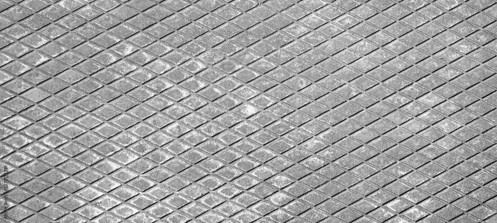 Obraz premium Gray grey grunge background texture - Concrete cement metal plate or tile with a diamond shape pattern