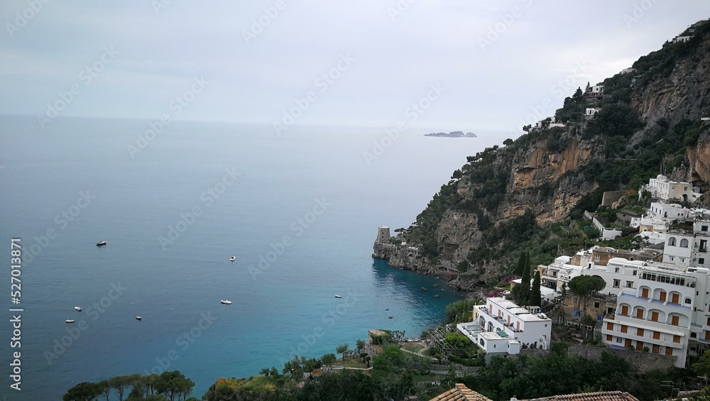view from the sea, positano, amalfi, naples