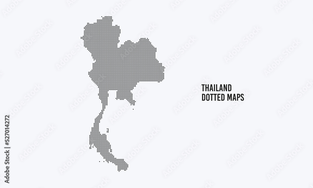 Black halftone dotted thailand map. Dotted map vector illustration isolated on light grey background