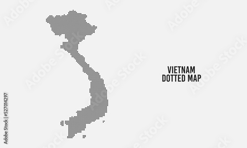 Black halftone dotted vietnam map vector illustration on light grey background