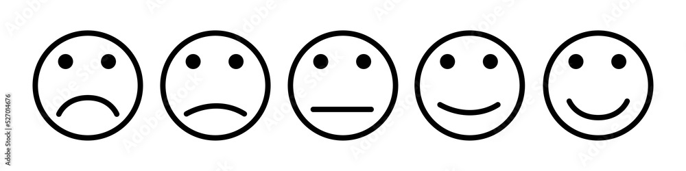 Fototapeta premium Set of rating emotion faces. Smile and happy face. Set icon smile emoji.