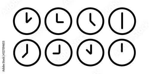 Clock vector line icon set. Business watch. Clock with different times. photo