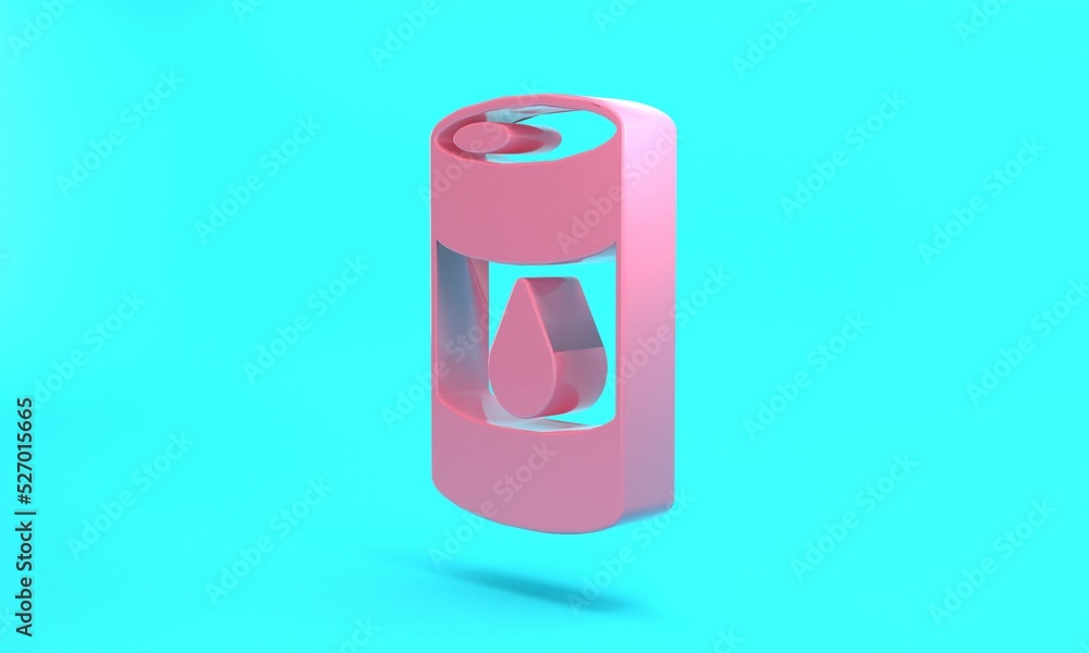 Pink Barrel oil icon isolated on turquoise blue background. Minimalism concept. 3D render illustration Pink Barrel oil icon isolated on turquoise blue background. Minimalism concept. 3D render illustration