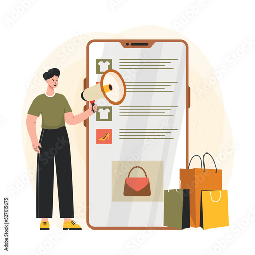 Online Marketing on shopping store illustration Concept