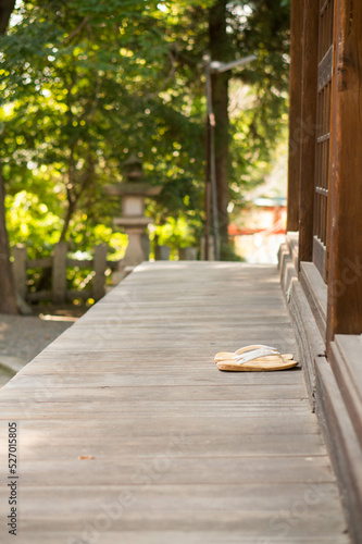 Japanese-style sandals at the entrance of a certain temple in Kyoto