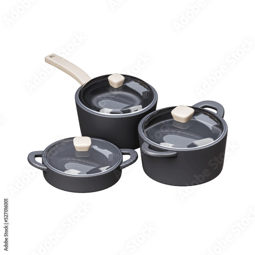 Cooking pot with cover icon isolated 3d render Illustration