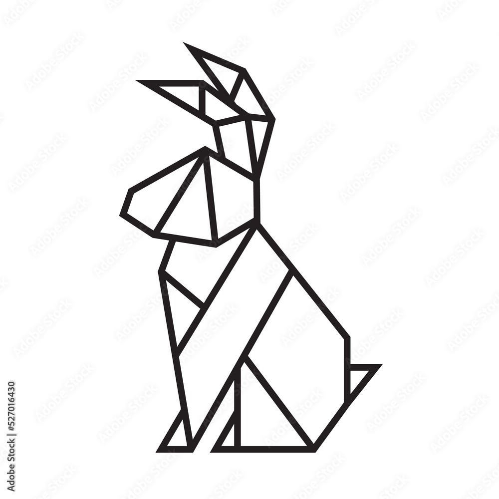 rabbit origami illustration design. line art geometric for icon, logo, design element, etc