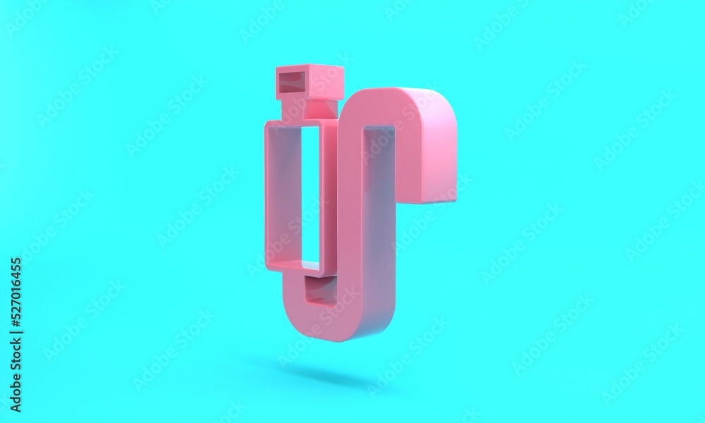 Pink Car muffler icon isolated on turquoise blue background. Exhaust pipe. Minimalism concept. 3D render illustration Pink Car muffler icon isolated on turquoise blue background. Exhaust pipe. Minimalism concept. 3D render illustration