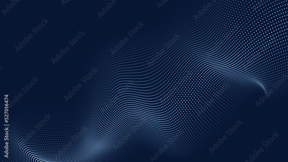 Abstract futuristic wave with moving dots. Flow of particles. Vector cyber technology illustration. Abstract futuristic wave with moving dots. Flow of particles. Vector cyber technology illustration.