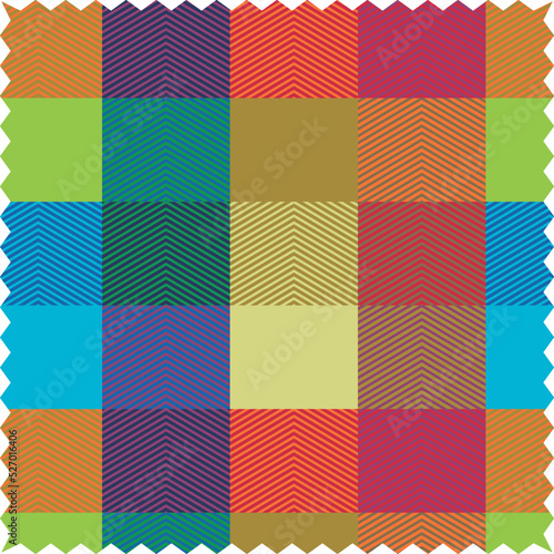 Colorful chess print design. Modern fabric.