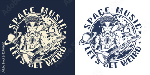 Space music logotype monochrome vintage