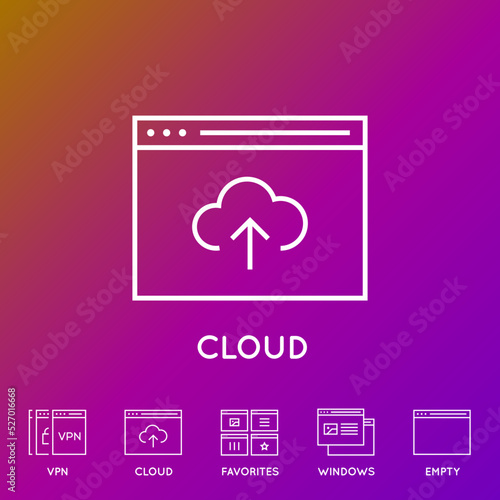 Set of Minimal Browser, Developing, App and Coding Vector Line Icons. Perfect Pixel. Thin Stroke.