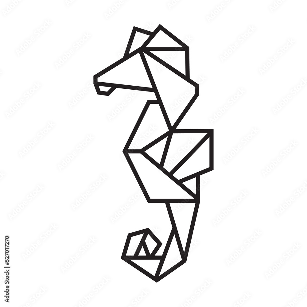 sea horse origami illustration design. line art geometric for icon, logo, design element, etc