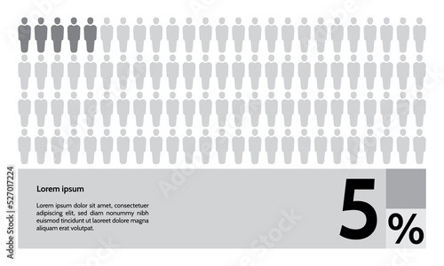5 percent people population demography, diagram, infographics concept, element design. Vector illustration