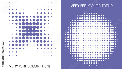 Set of Two Trendy Very Peri Color Halftone, Halftone Dot Pattern. Color of the year 2022..