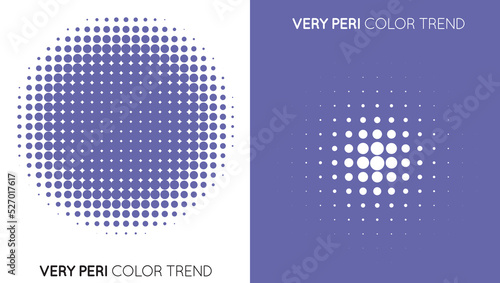 Set of Two Trendy Very Peri Color Halftone, Halftone Dot Pattern. Color of the year 2022..