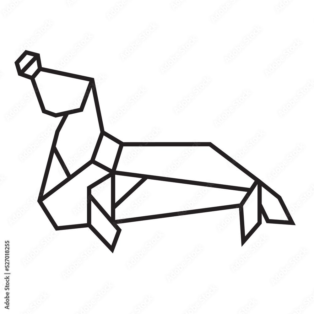 Obraz premium pinniped origami illustration design. line art geometric for icon, logo, design element, etc