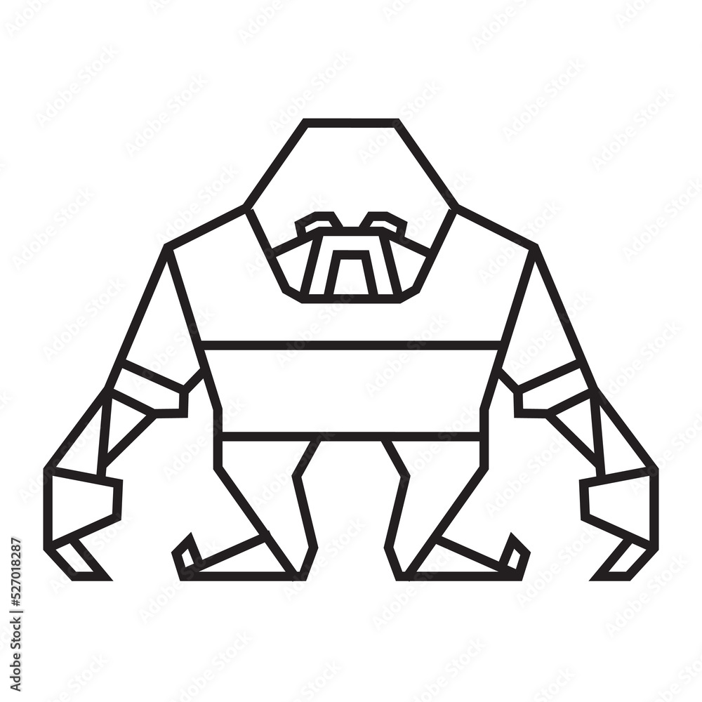 gorilla origami illustration design. line art geometric for icon, logo, design element, etc gorilla origami illustration design. line art geometric for icon, logo, design element, etc