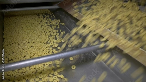 Plant for the production of rings and flakes using extrusion. Production of dry breakfast at the factory.