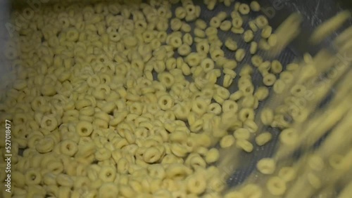 Plant for the production of rings and flakes using extrusion. Production of dry breakfast at the factory.