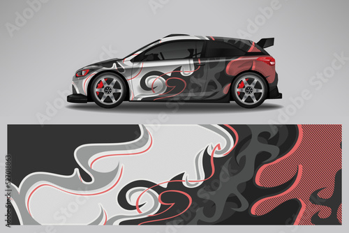 Car decal wrap livery design. Graphic abstract line racing background Vector design for vehicle, race car, rally, adventure livery camouflage.