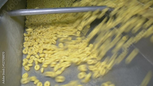 Plant for the production of rings and flakes using extrusion. Production of dry breakfast at the factory.