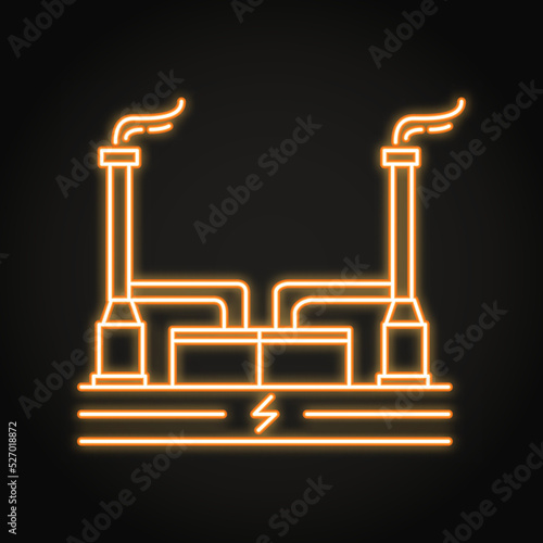 Neon geothermal power plant icon