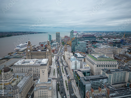 Aerial view over the city of Liverpool - travel photography
