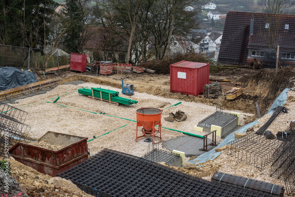 view over a construction site for a residential building