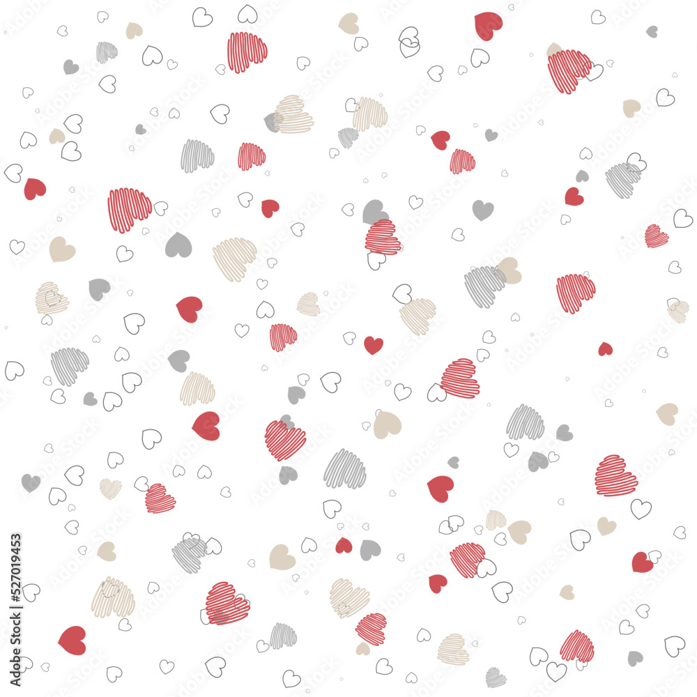 Seamless pattern with hearts scattered on a white background. Valentine's day pattern. Design for paper, textile, card Seamless pattern with hearts scattered on a white background. Valentine's day pattern. Design for paper, textile, card