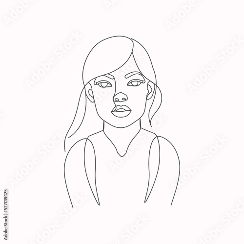 Abstract Beauty woman face and figure drawing elegant line art style linear illustration