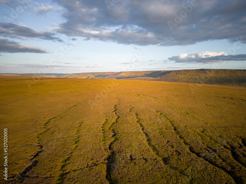 Beautiful Peak District National Park - aerial view at sunset - travel photography