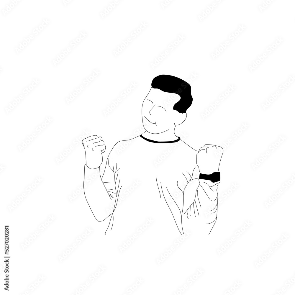 Hand draw happy man jumping Hand draw happy man jumping