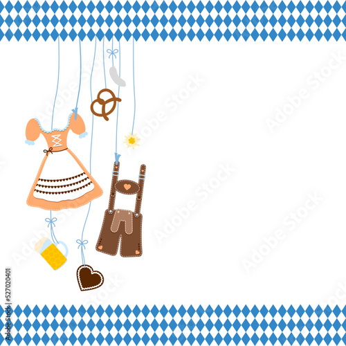Links Hängende Oktoberfest Symbole Orange Braun Bordüre Rautenmuster