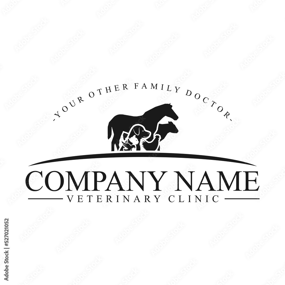 vet clinic logo, Dog, cat, horse, cow health cherty logo