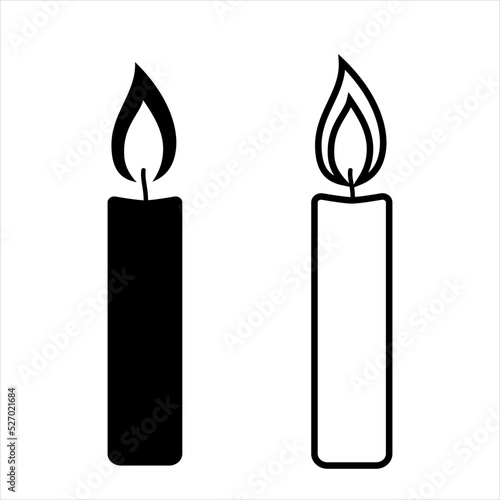 Simple candle icon. Concept of burning  candlestick. Sign attributes of Christianity, radiance. Vector illustration isolated on white background. Flat style trend modern logo design