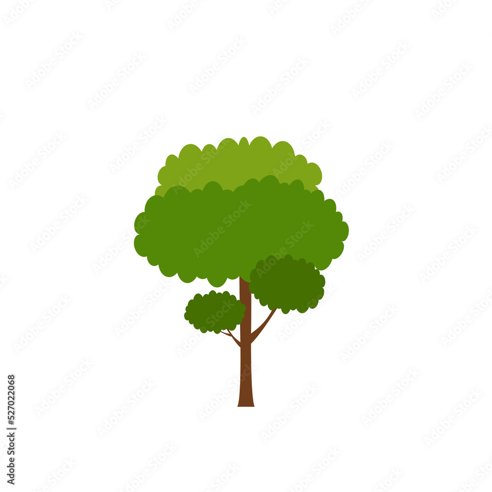 Green fertile trees in a variety of forms on the White Background.  Set of various tree sets. Trees for decorating gardens and home designs. vector illustration and icon